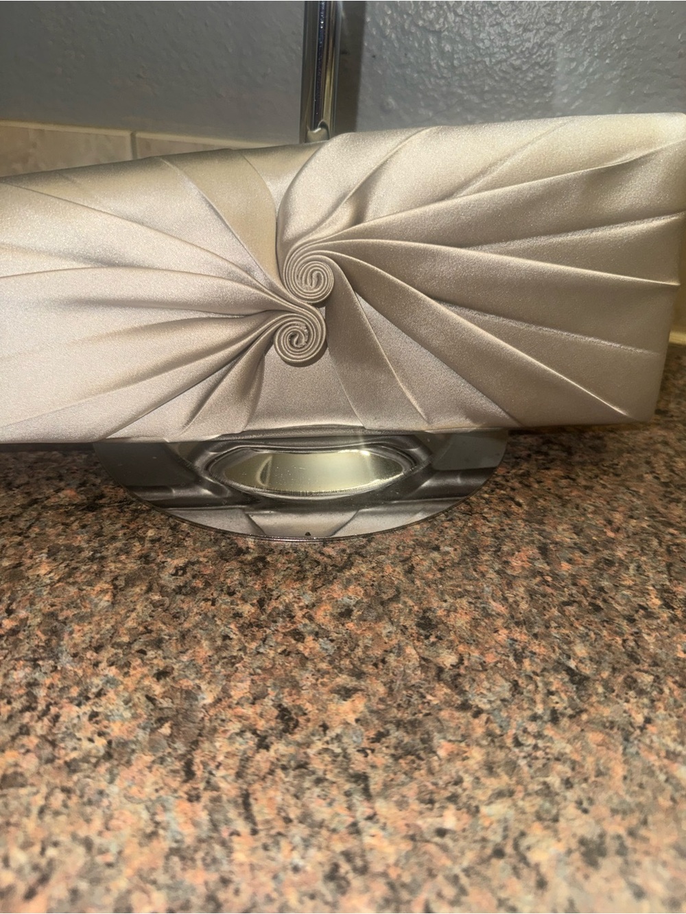 Christian Louboutin 💎Silver Satin Swirl Clutch - Picture 2 of 9